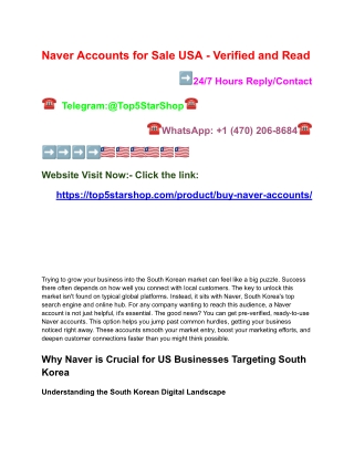 Naver Accounts for Sale USA - Verified and Read
