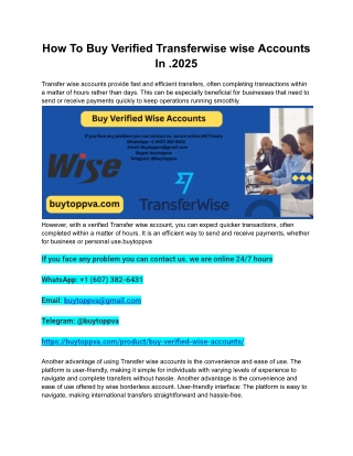 How To Buy Verified Transferwise wise Accounts In .2025