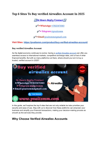 Top 6 Sites To Buy verified Airwallex Account In 2025