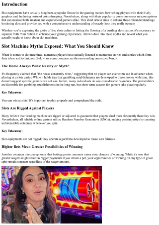 Slot Machine Myths Debunked: What You Need to Know