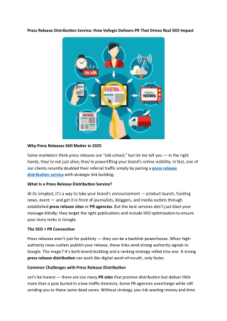Press Release Distribution Service How Vefogix Delivers PR That Drives Real SEO Impact