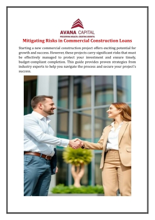 Mitigating Risks in Commercial Construction Loans