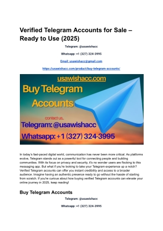 Verified Telegram Accounts for Sale – Ready to Use (2025)