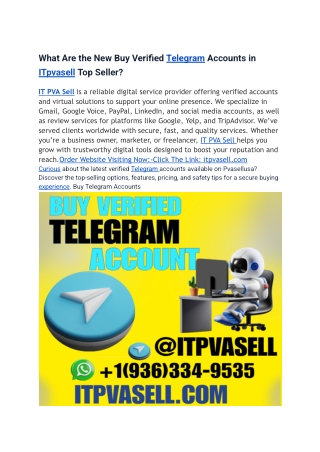 What Are the New Buy Verified Telegram Accounts in ITpvasell Top Seller