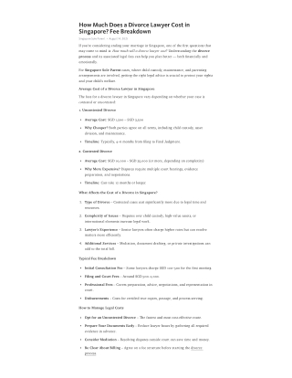 How Much Does a Divorce Lawyer Cost in Singapore? Fee Breakdown