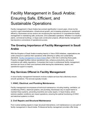 Facility Management in Saudi Arabia_ Ensuring Safe, Efficient, and Sustainable Operations