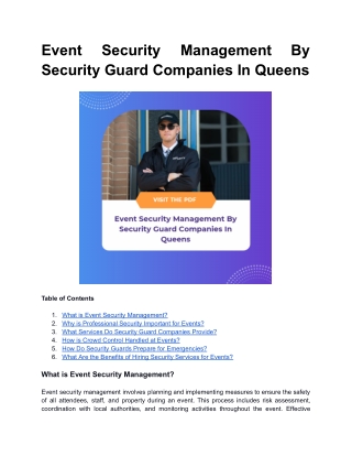Event Security Management By Security Guard Companies In Queens