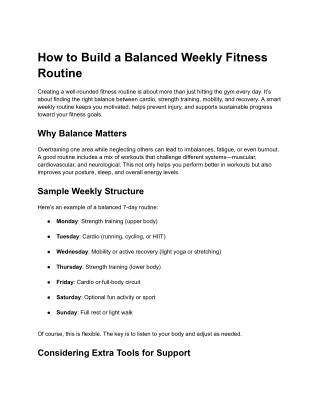 How to Build a Balanced Weekly Fitness Routine