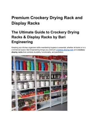 Premium Crockery Drying Rack and Display Racks
