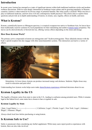 Traditional Medicine and the Role of Kratom