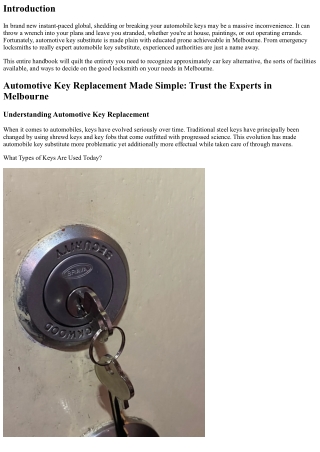 Automotive Key Replacement Made Simple: Trust the Experts in Melbourne