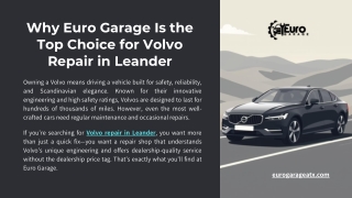 Why Euro Garage Is the Top Choice for Volvo Repair in Leander