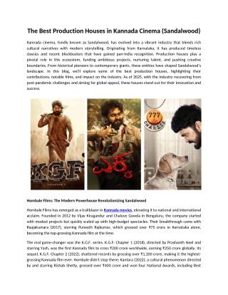Best Production Houses in Kannada Sandalwood