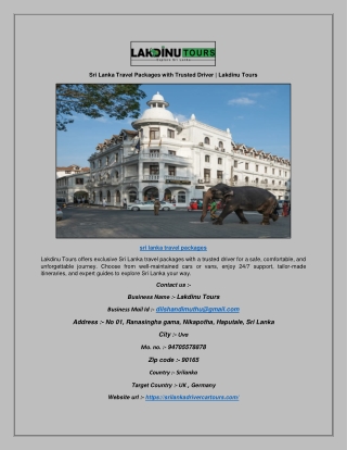 Sri Lanka Travel Packages with Trusted Driver | Lakdinu Tours