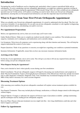 What to Expect from Your First Private Orthopaedic Appointment