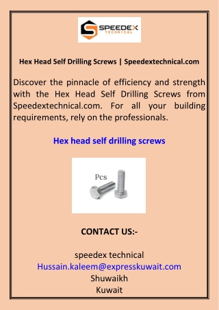 Hex Head Self Drilling Screws Speedextechnical.com