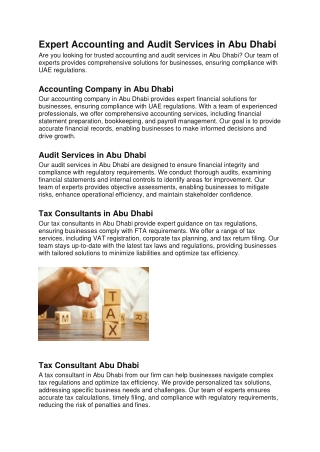 Bericht-audit services in abu dhabi