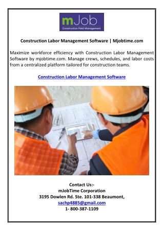 Construction Labor Management Software | Mjobtime.com
