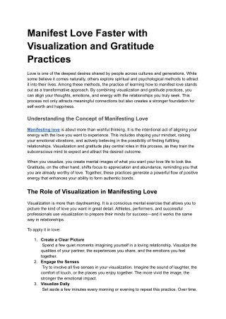 Manifest Love Faster with Visualization and Gratitude Practices