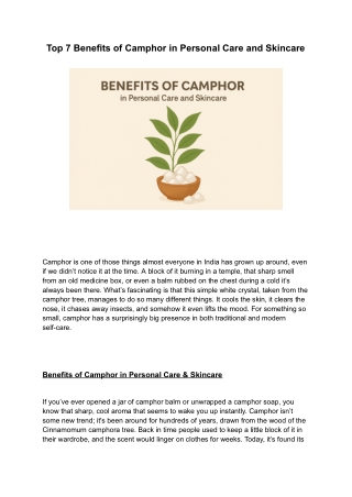 Top 7 Benefits of Camphor in Personal Care and Skincare