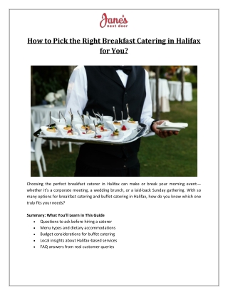 How to Pick the Right Breakfast Catering in Halifax for You - Jane's Next Door