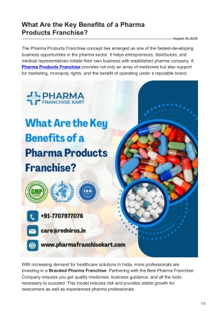 What Are the Key Benefits of a Pharma ProductsFranchise?
