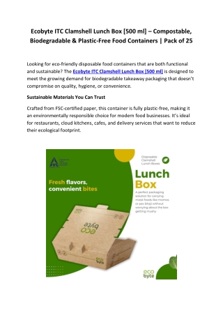 Ecobyte ITC Clamshell Lunch Box 500ml