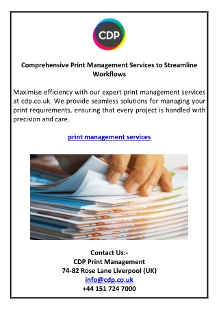 Comprehensive Print Management Services to Streamline Workflows