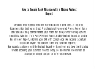 How to Secure Bank Finance with a Strong Project Report