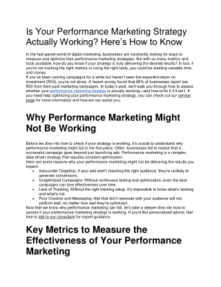 Is Your Performance Marketing Strategy Actually Working? Here’s How to Know