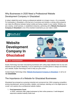 Professional Website Development Company in Ghaziabad - Duplex Technology