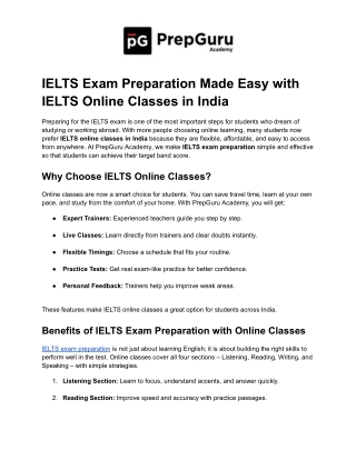 IELTS Exam Preparation Made Easy with IELTS Online Classes in India