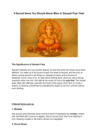 5 Sacred Items You Should Never Miss in Ganpati Puja Thali