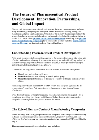 The Future of Pharmaceutical Product Development Innovation, Partnerships,.docx