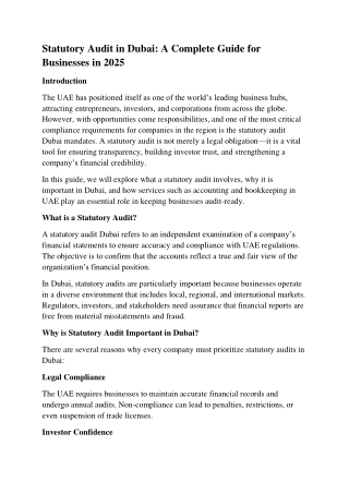 Statutory Audit in Dubai