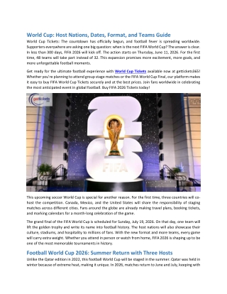 World Cup Host Nations, Dates, Format, and Teams Guide