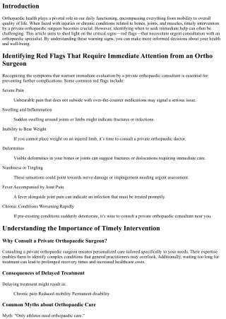 Identifying Red Flags That Require Immediate Attention from an Ortho Surgeon