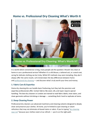 Home vs. Professional Dry Cleaning What's Worth It