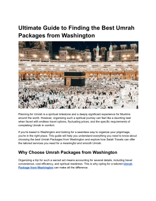Ultimate Guide to Finding the Best Umrah Packages from Washington