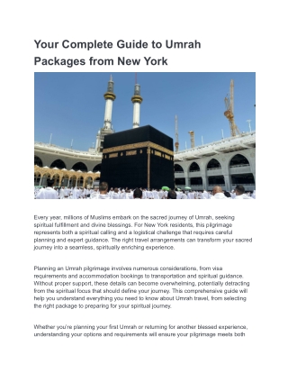 Your Complete Guide to Umrah Packages from New York