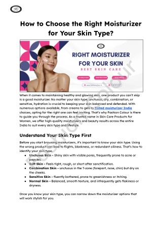 How to Choose the Right Moisturizer for Your Skin Type_