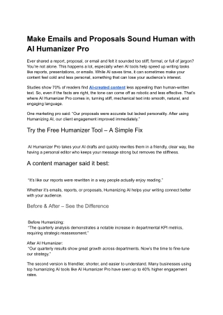 Make Emails and Proposals Sound Human with AI Humanizer Pro