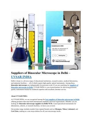 Binocular Microscope Dealers & Manufacturers in Delhi