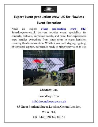 Expert Event production crew UK for Flawless Event Execution