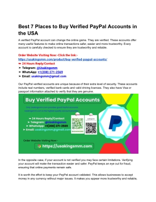 Best 7 Places to Buy Verified PayPal Accounts in the USA