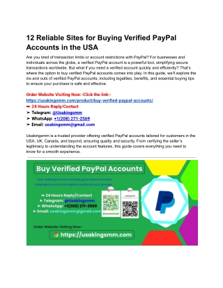 12 Reliable Sites for Buying Verified PayPal Accounts in the USA