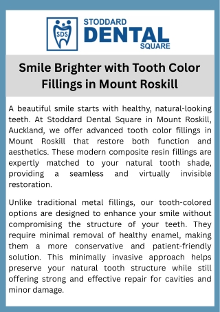 Smile Brighter with Tooth Color Fillings in Mount Roskill