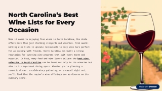 North Carolina’s Best Wine Lists for Every Occasion