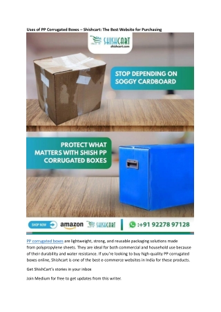 Uses of PP Corrugated Boxes – Shishcar The Best Website for Purchasing