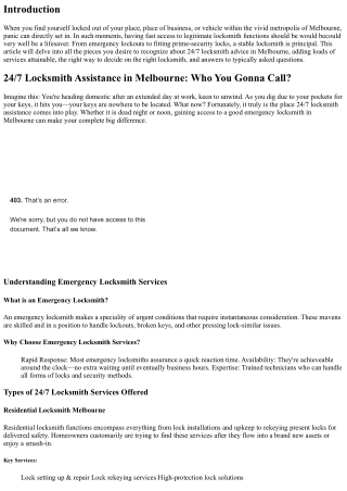 24/7 Locksmith Assistance in Melbourne: Who You Gonna Call?